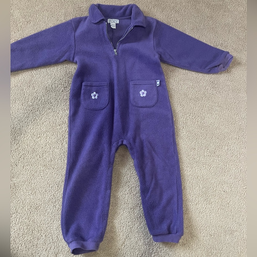 Fleece Cozy Purple Kids One Piece 3T